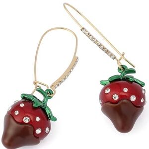 NWT Betsey Johnson Red and Green Strawberry Earrings